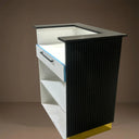 black fluted reception desk