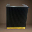 l shaped black fluted reception counter